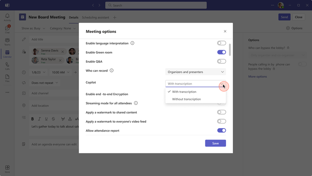 Screenshot showing latest Microsoft Teams feature announce at Microsoft Ignite