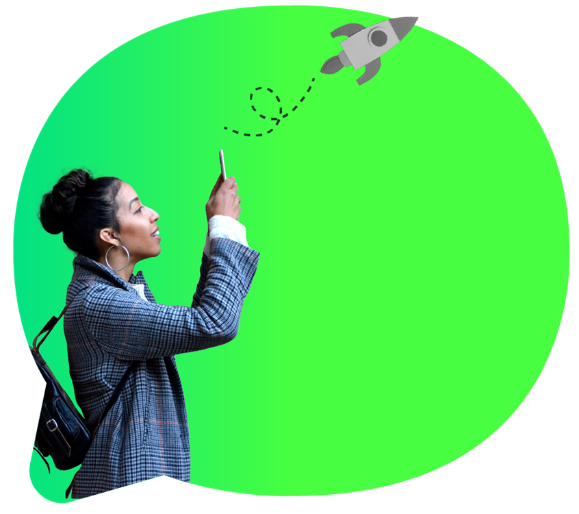 Woman Taking A Picture of a Rocket | Hable - Microsoft 365 Adoption and Change
