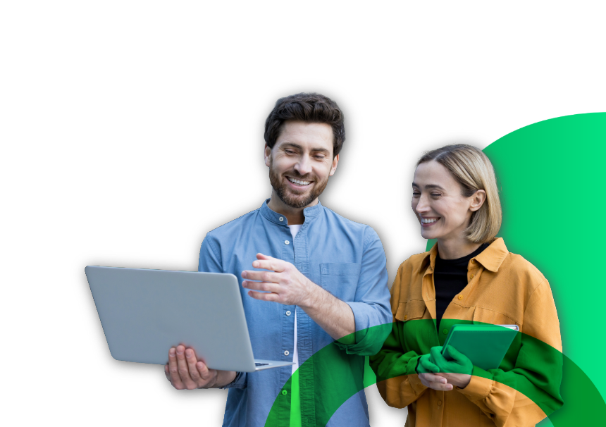 Web Banner - Two Colleagues Looking at Laptop | Hable | Microsoft ECIF Funding MCI